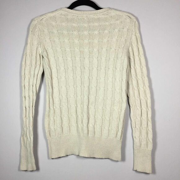 Gap Off White Minimalist Clean Girl Cable Knit Neck Sweater S Autumn Fall Casual - Picture 4 of 8